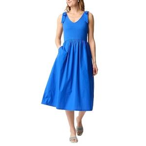 J. Crew‎ Bow Strap Knot Mich Grotto Blue Midi Dress Size Medium